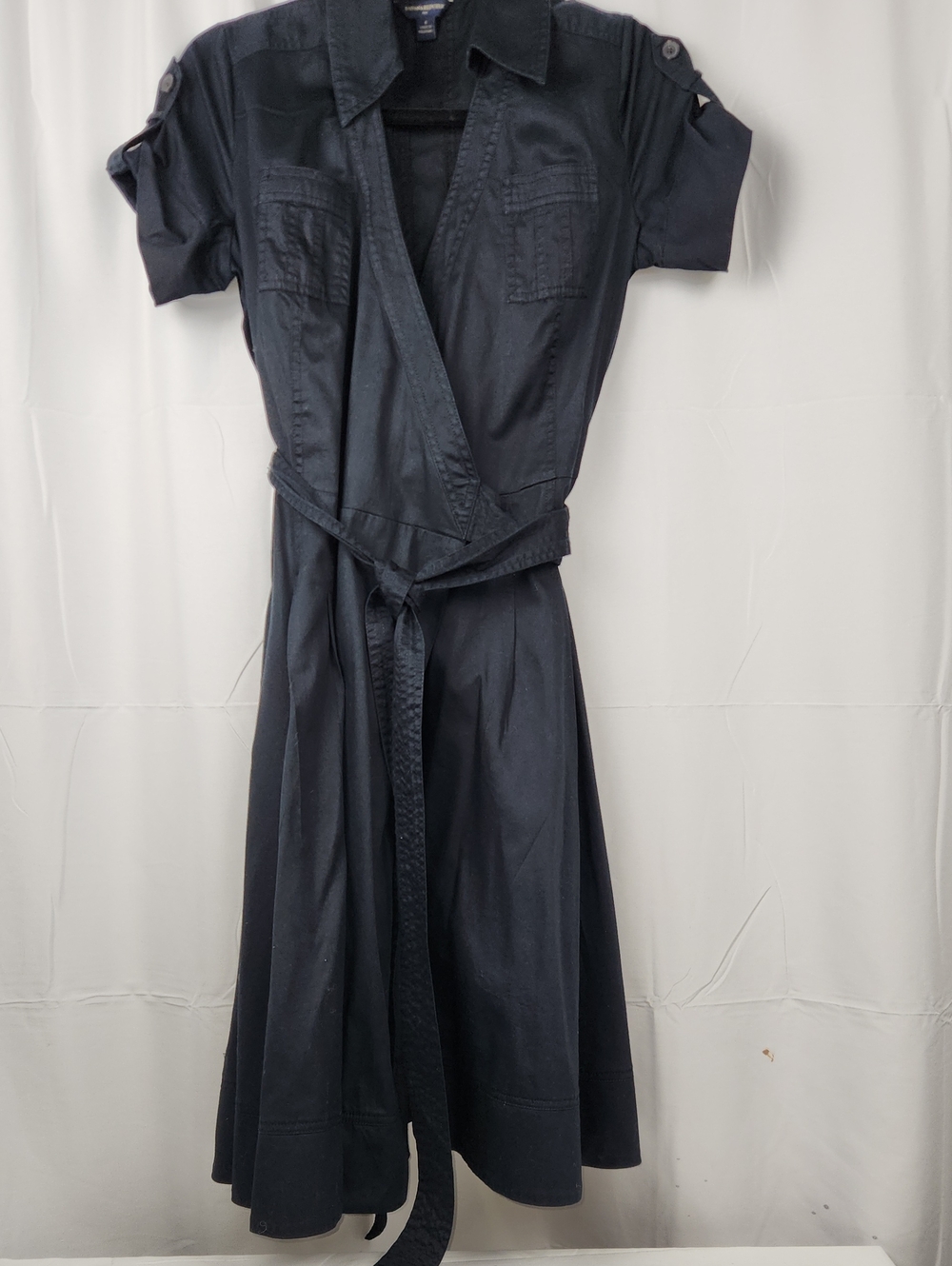 Banana Republic Navy Wrap Midi Shirtdress with Belt